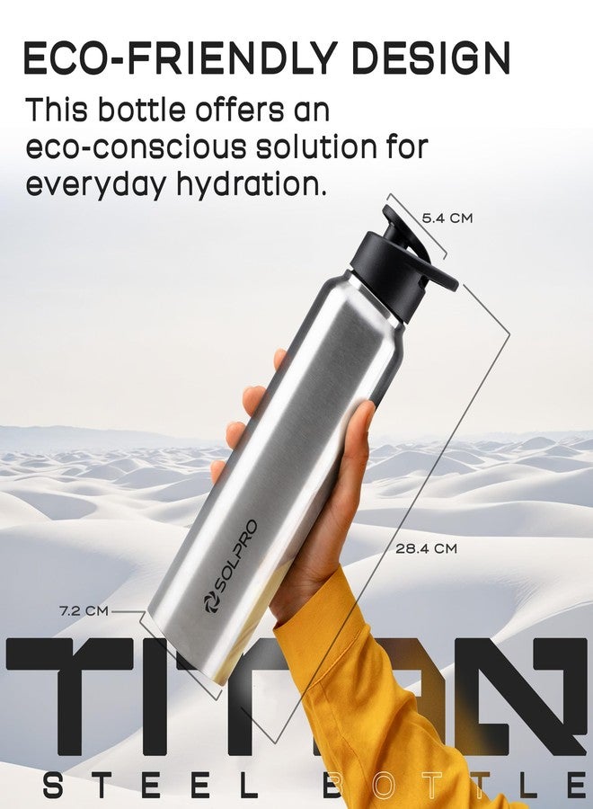 SOLPRO Titan 1000mL ISI Certified Stainless Steel Water Bottle for Office,School,College,Travel,Gym,Yoga,Camping,Sports & Outdoor For Men,Women,Athletes,Kids,Children,Student, Leak & BPA Free (Steel) - Image 4